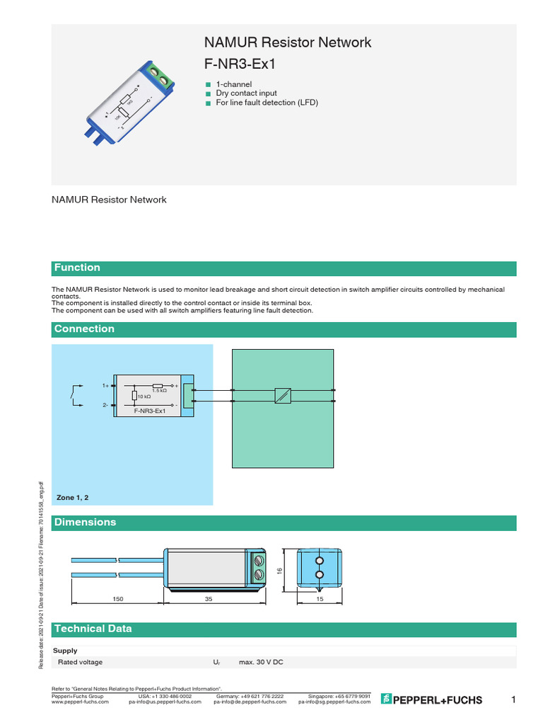NAMUR Resistor Network FNR3Ex1 Function PDF