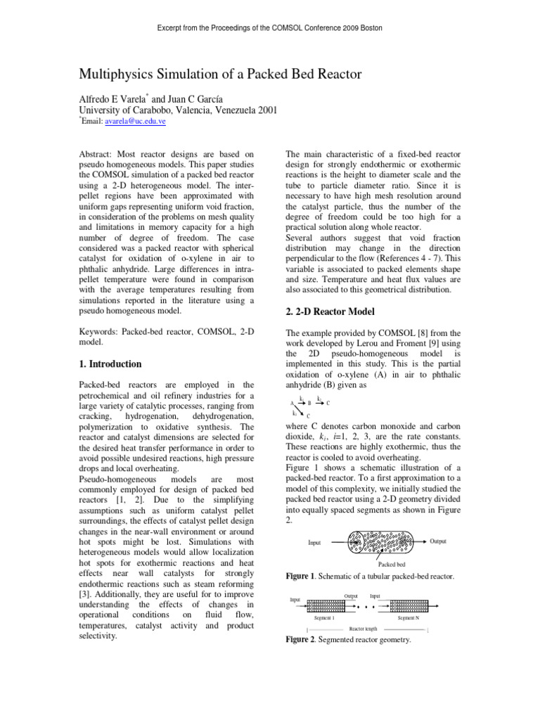 2D Simulation of Packed Bed Reactor | PDF | Chemical Reactor | Chemical ...