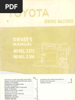 Toyota Z572/Z500 Sewing Machine Instruction Manual | PDF