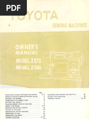 Toyota Z572/Z500 Sewing Machine Instruction Manual | PDF