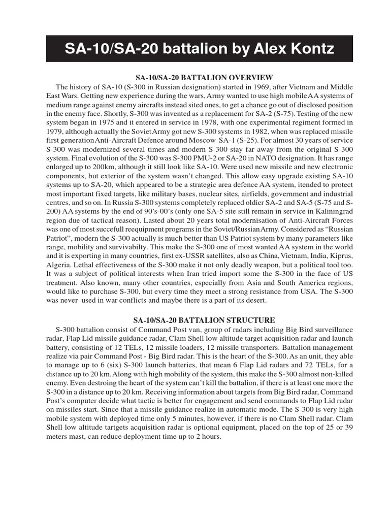 SA-10 Battalion | Download Free PDF | Military Science | Missile Types