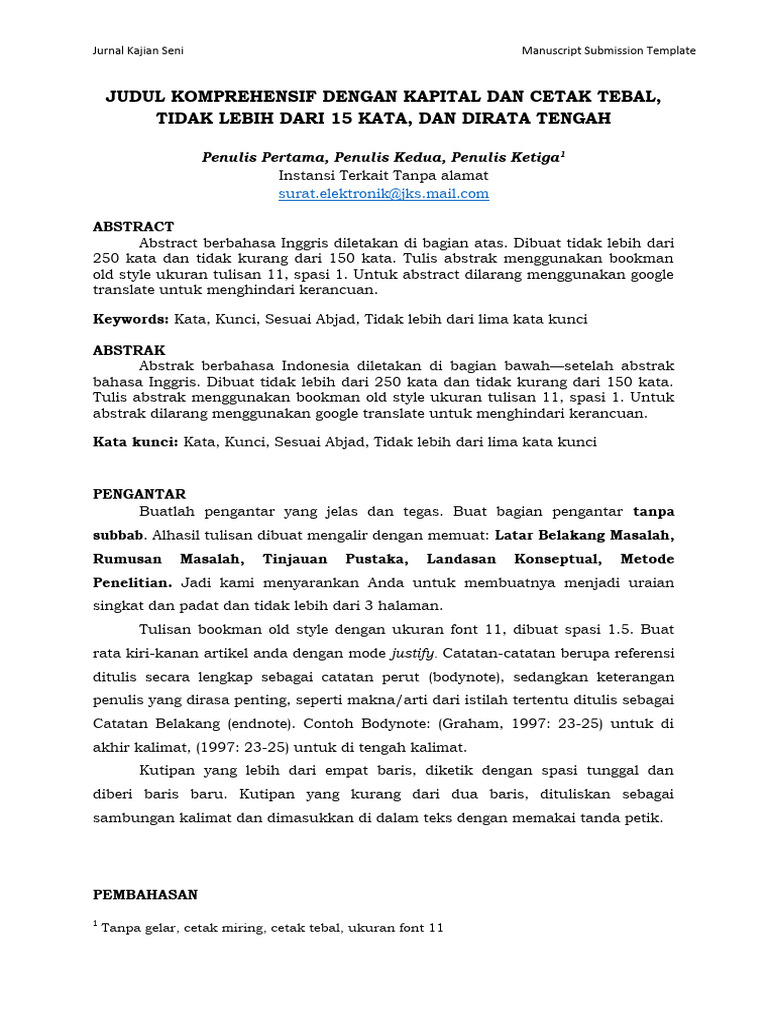 Template Penulisan Jurnal Seni | PDF