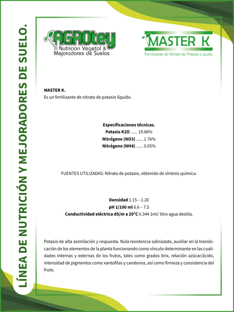 Ficha Técnica MASTER K | PDF