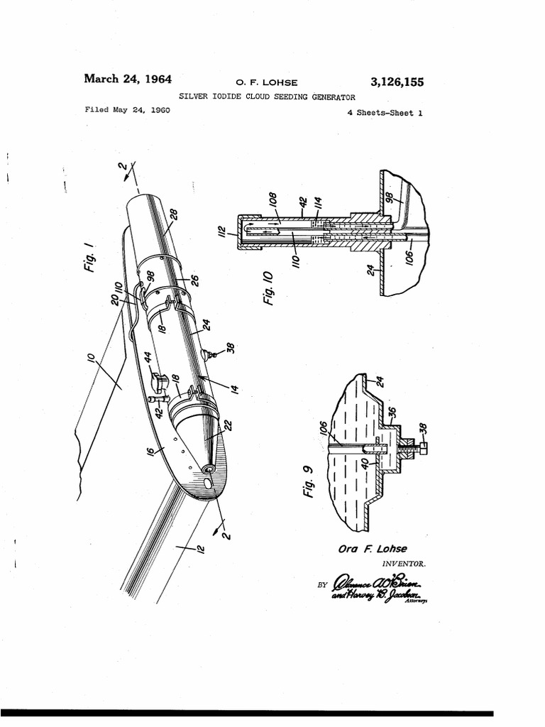 Us 3126155 Silver Iodide Cloud Seeding Generator Pdf Vacuum Tube