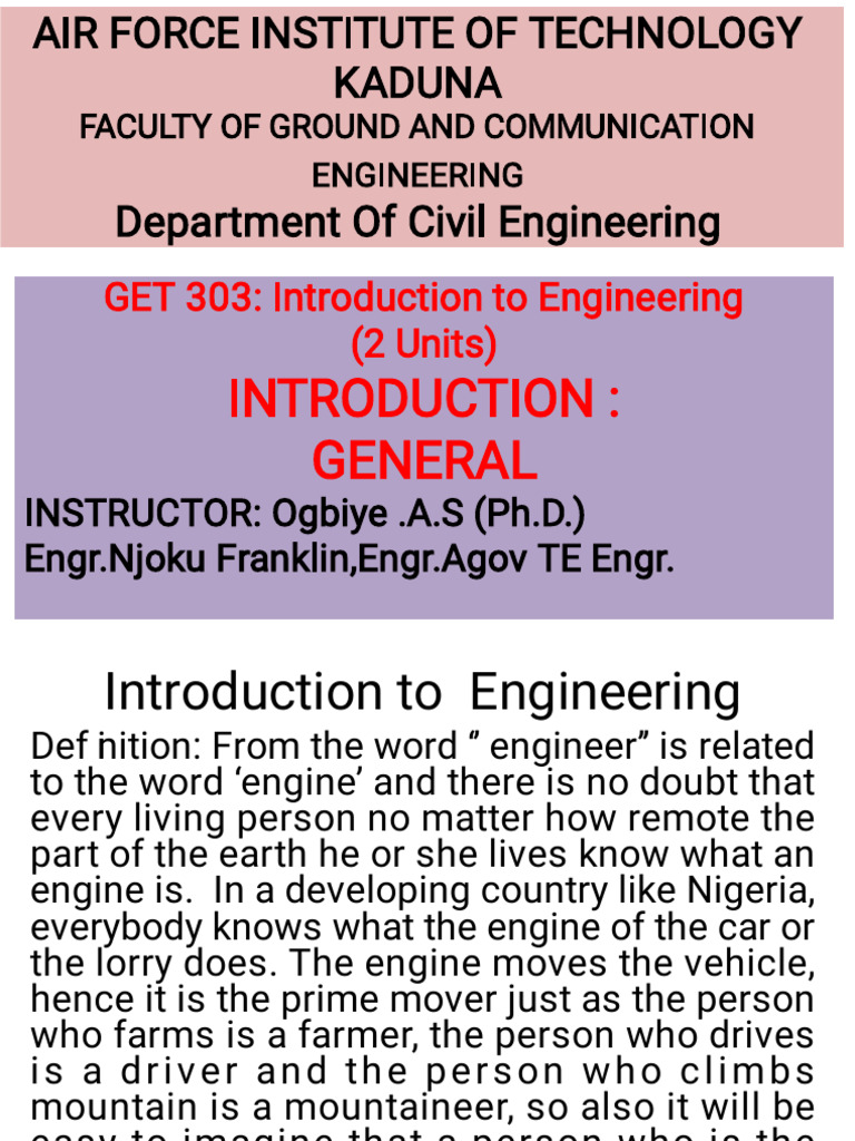 Introduction to Engineering Course | PDF | Engineering | Surveying