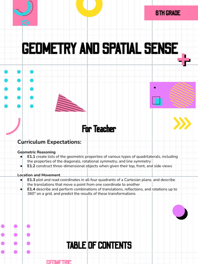 6th Grade Geometry & Spatial Sense Guide | PDF | Cartesian Coordinate ...