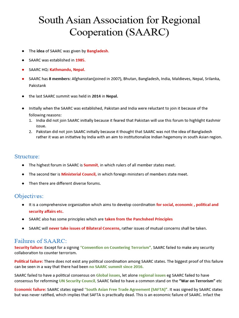 Saarc Pdf South Asia International Relations