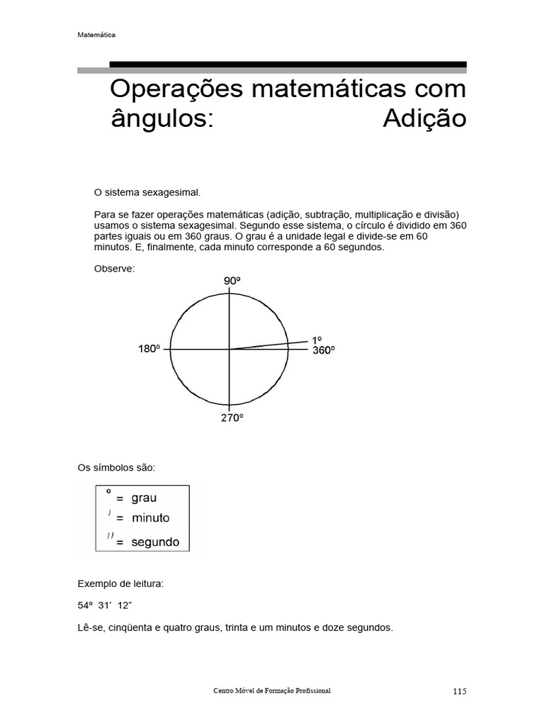 Operações Matemáticas com Ângulos | PDF | Ângulo | Quantidade