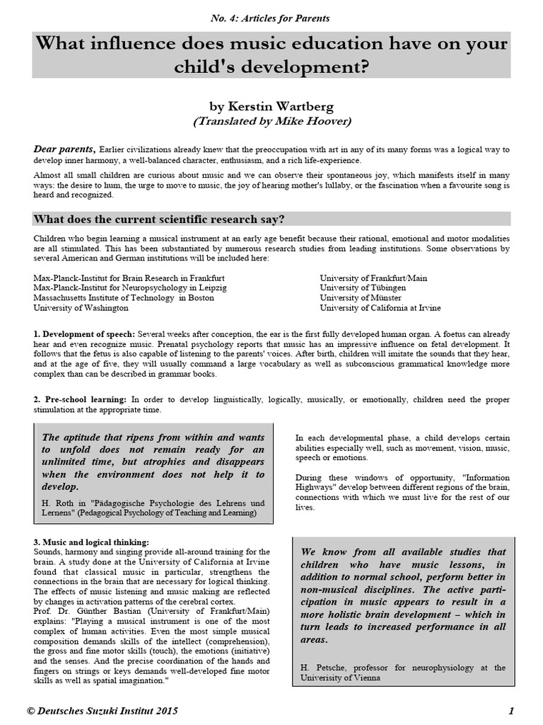 Impact of Music Education on Child Development | PDF | Disciplines | Brain