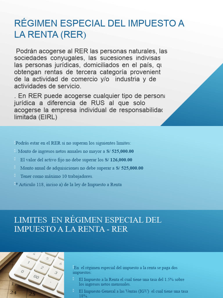 Régimen Especial Del Impuesto A La Renta | PDF | Impuesto sobre la ...