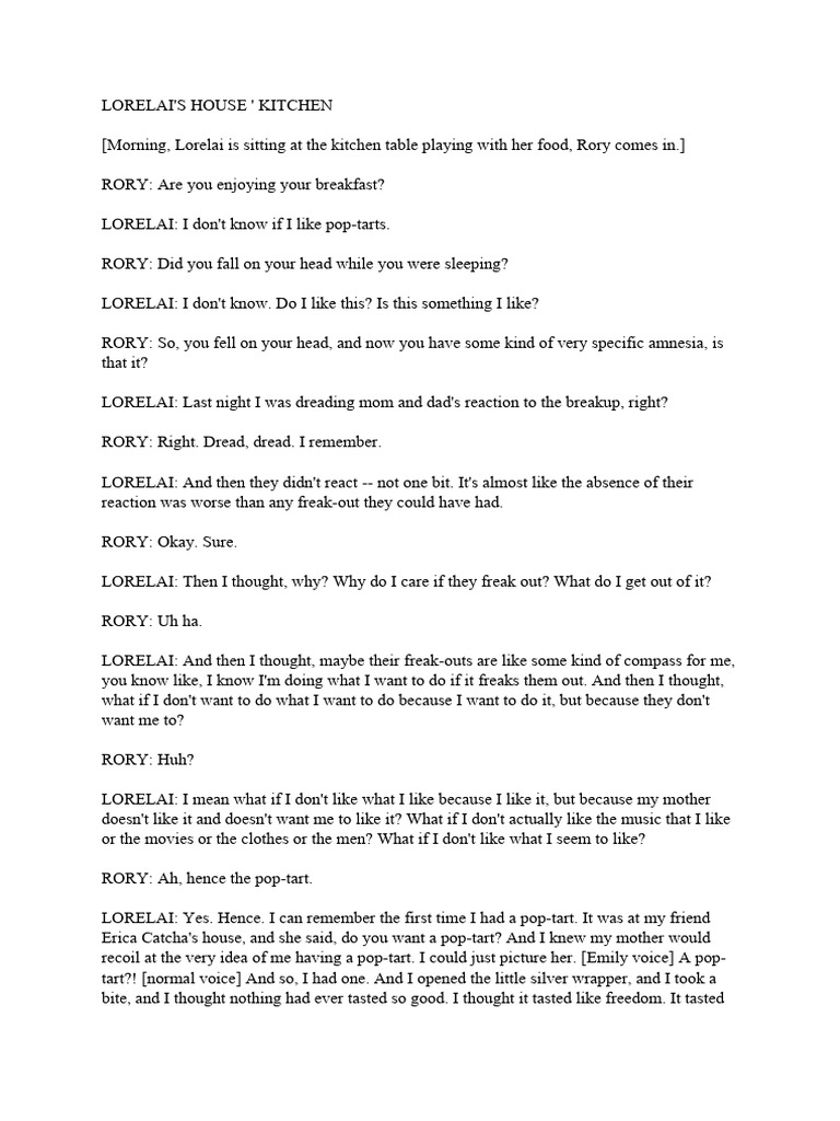 Gilmore Girls, Season 7, Episode 3 (scene) | PDF | Lorelai Gilmore ...