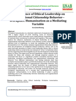 The Influence of Ethical Leadership On Organizational Citizenship Behavior - Workplace Humanization As A Mediating Variable
