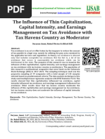 The Influence of Thin Capitalization, Capital Intensity, and Earnings Management On Tax Avoidance With Tax Havens Country As Moderator