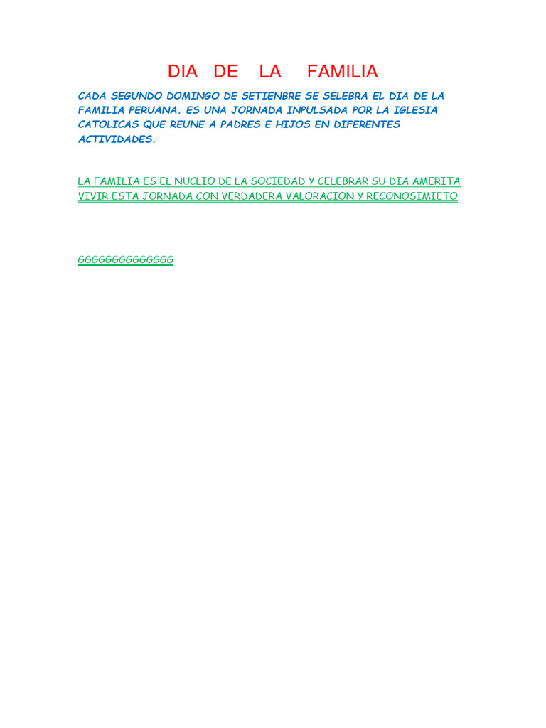 Dia de La Familia | PDF | Religión y espiritualidad