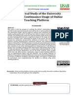 An Empirical Study of The University Teachers' Continuance Usage of Online Teaching Platform