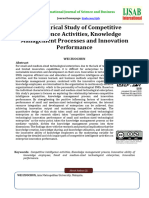 An Empirical Study of Competitive Intelligence Activities, Knowledge Management Processes and Innovation Performance