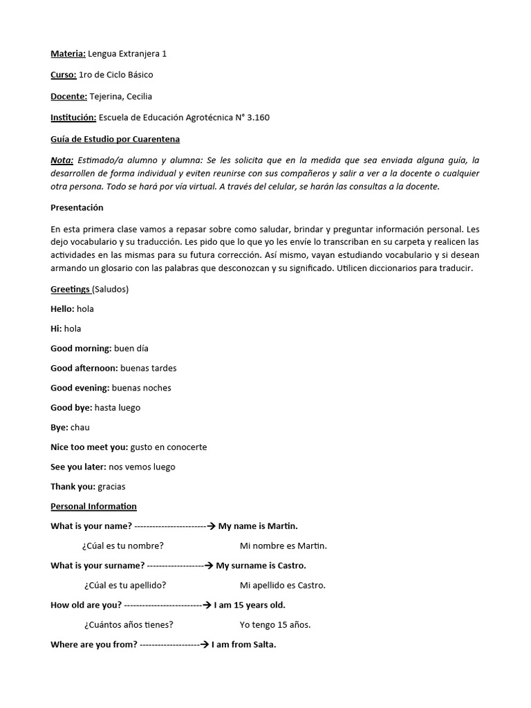 Clase 1 1ro Basico | PDF | Crecimiento personal y profesional