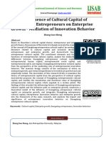 The Influence of Cultural Capital of Guangdong Entrepreneurs On Enterprise Growth - Mediation of Innovation Behavior