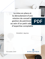 La Mise en Place Et Le Déroulement D Une Mission de Conseil en Gestion de Patrimoine Au Sein D Un Petit Cabinet D Expertise Comptable