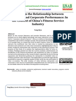 A Study On The Relationship Between Innovation and Corporate Performance: in The Context of China's Fitness Service Industry
