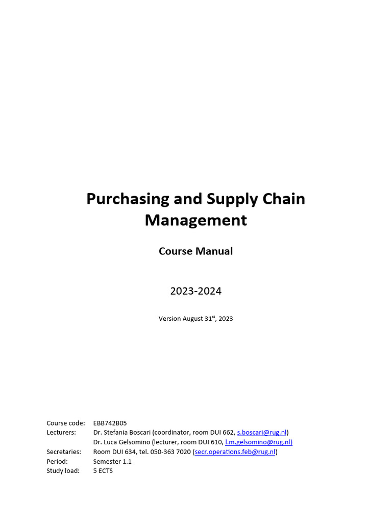 23-24 P&SCM Course Manual (31 August) | PDF | Supply Chain | Supply ...