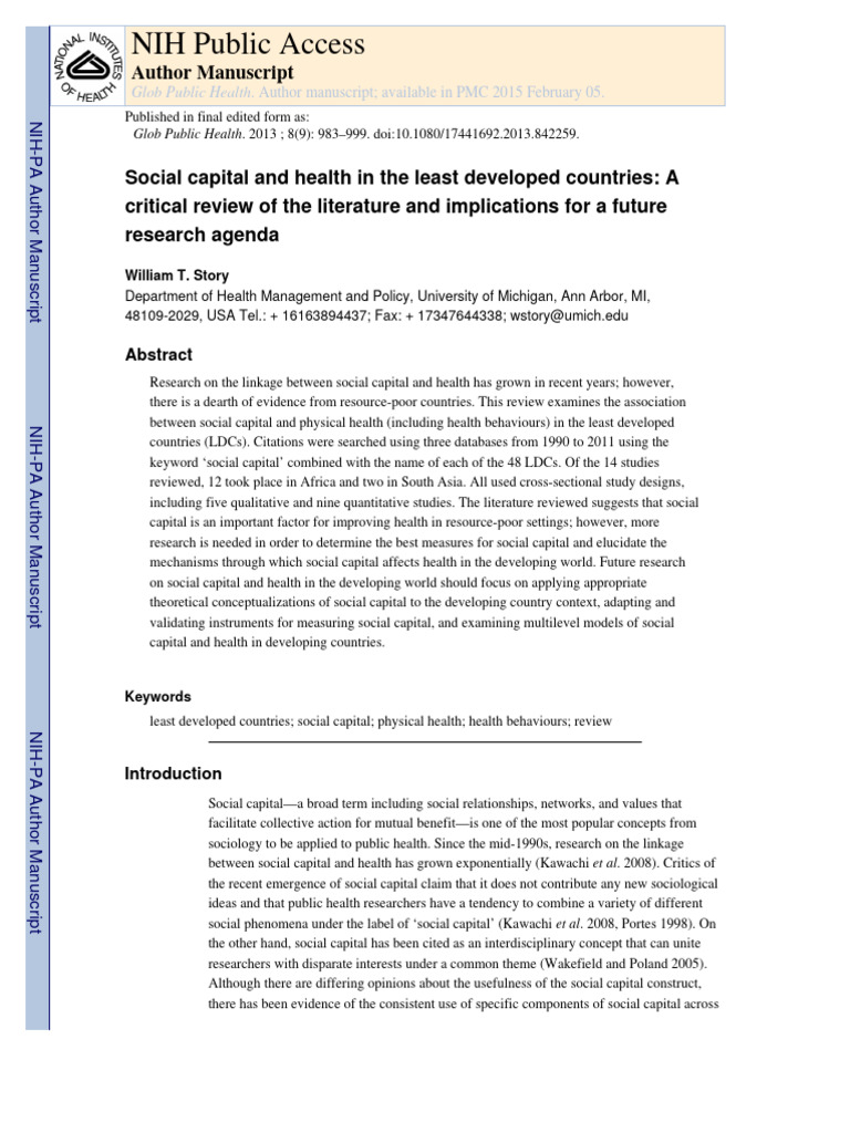 1nihms 658755 | PDF | Social Capital | Behavioural Sciences