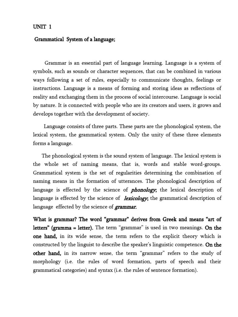 Understanding Language Grammar Systems | PDF | Word | Grammar