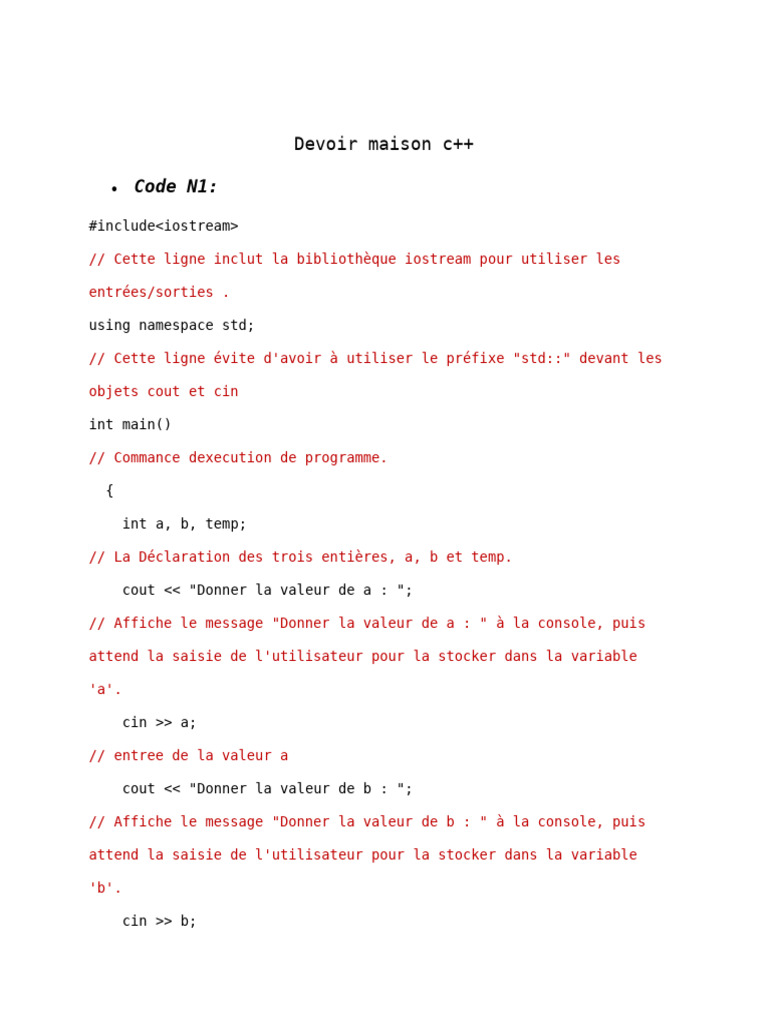 Exemples de Code C++ pour Débutants | PDF | C ++ | Programmation ...