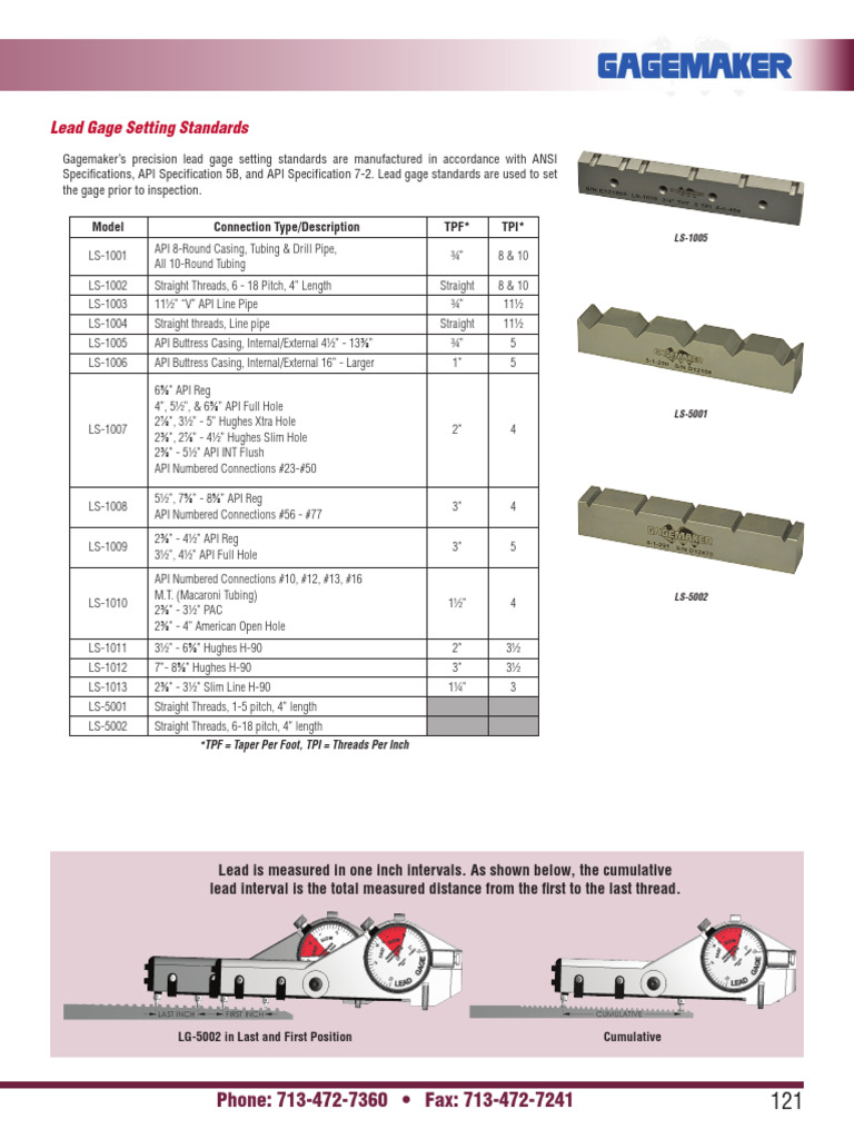 Precision Lead Gage Setting Standards | PDF | Pipe (Fluid Conveyance ...