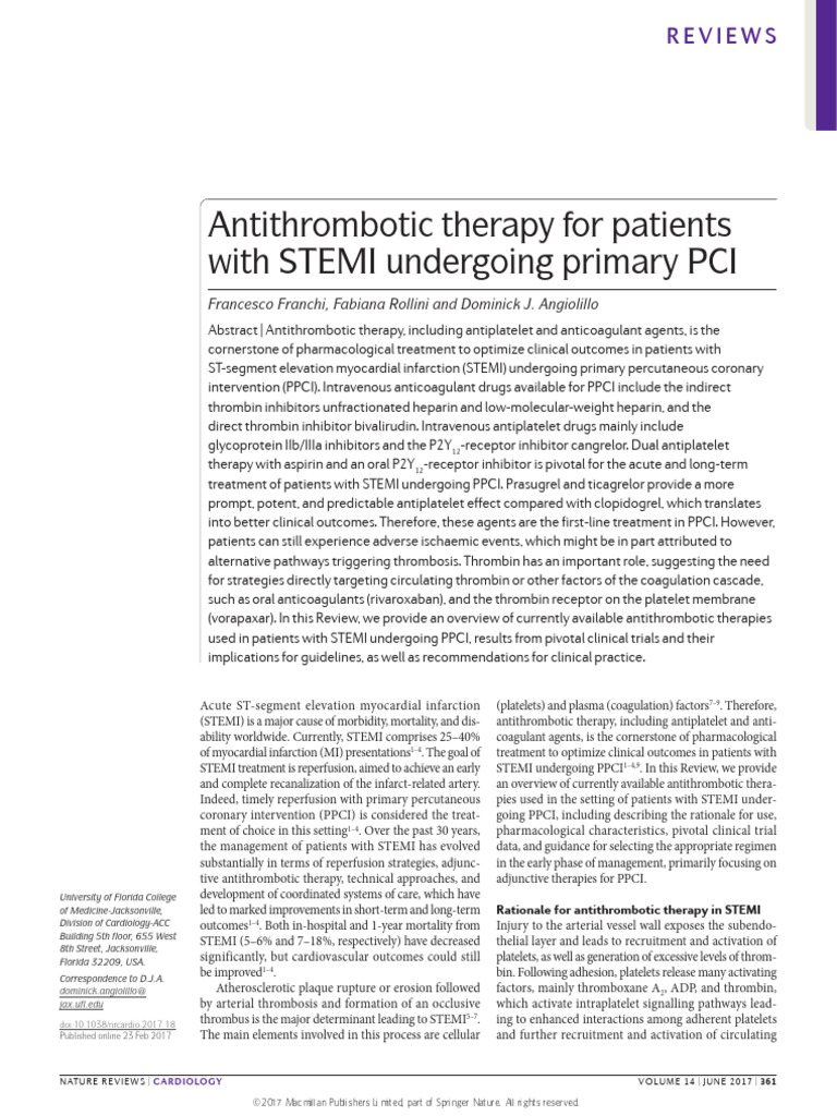 Nature - Antithrombotic Therapy For Patients | PDF | Coagulation ...