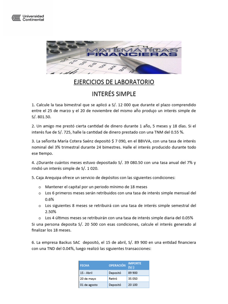 Ejercicios de Interés Simple en Finanzas | PDF | Finanzas y dinero