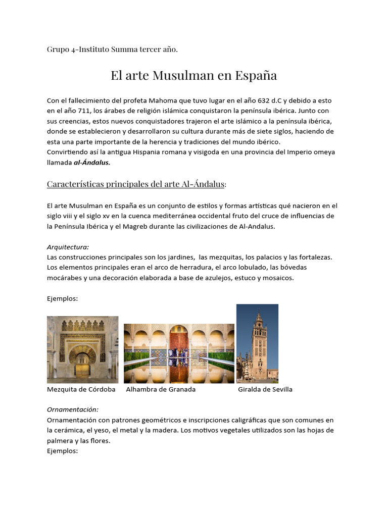 El Arte Musulman en España - Grupo4 - Summa - 3ro | PDF | Al Andalus ...
