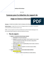 Canevas Pour La Rã© Daction Du Rapport de Stage en Licence Informatiquev2