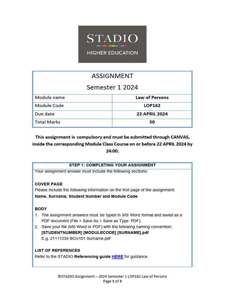 Law of Persons Assignment Guide | PDF | Surrogacy | Microsoft Word