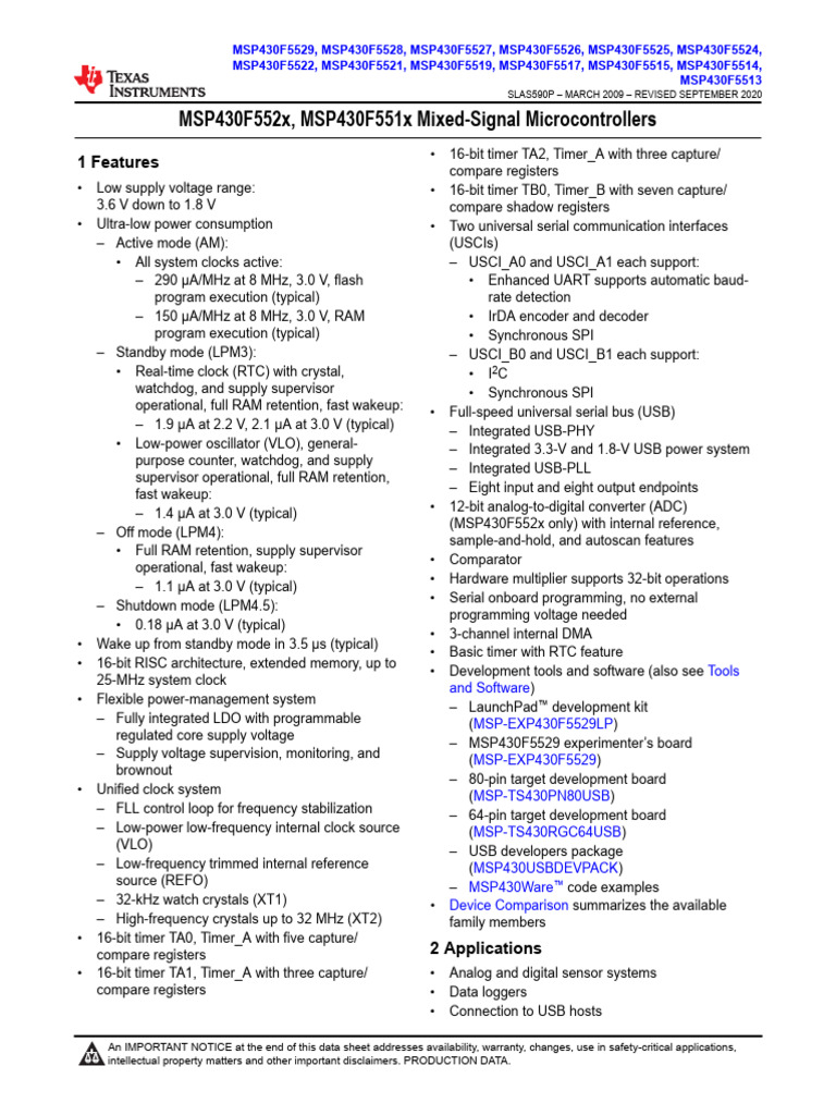 MSP 430 F 5529 | PDF