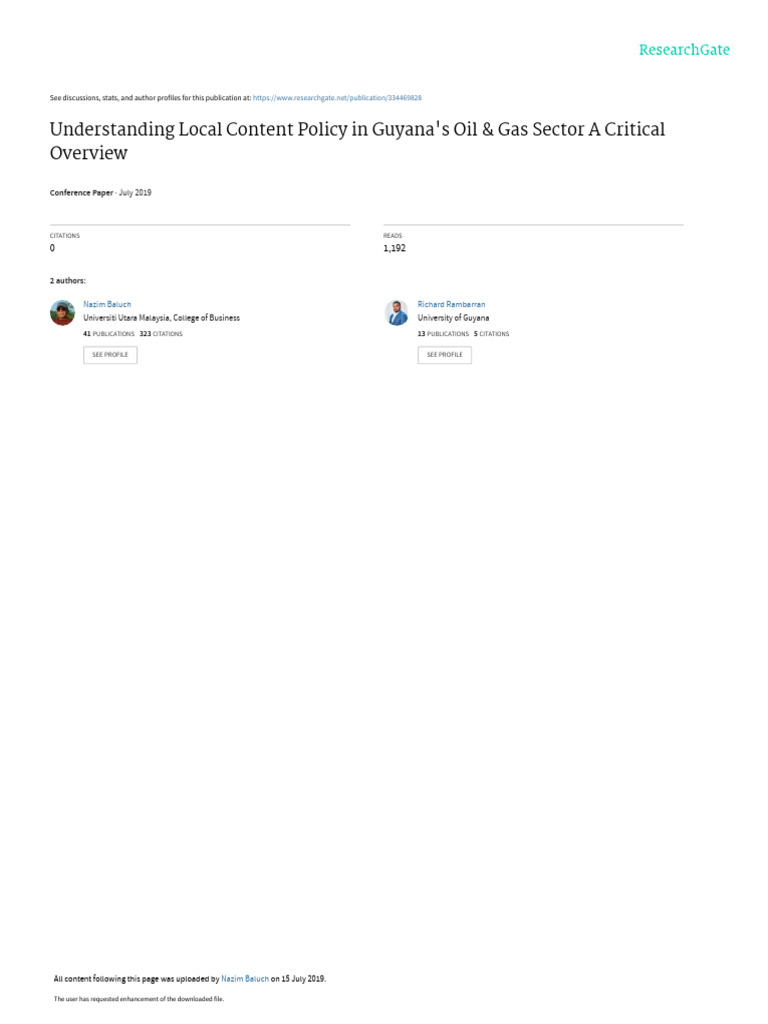Understanding Local Content Policy in Guyana's Oil & Gas Sector A ...