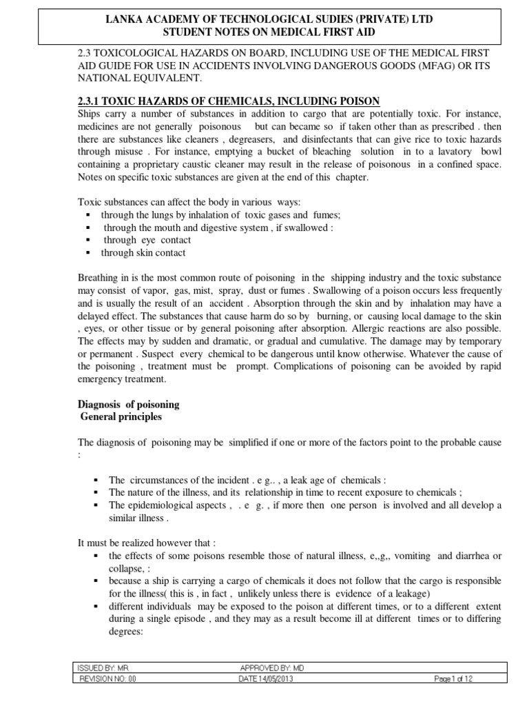 2.3 (Mfa) Toxic Hazards of Chemicals | PDF | Poison | Toxicity