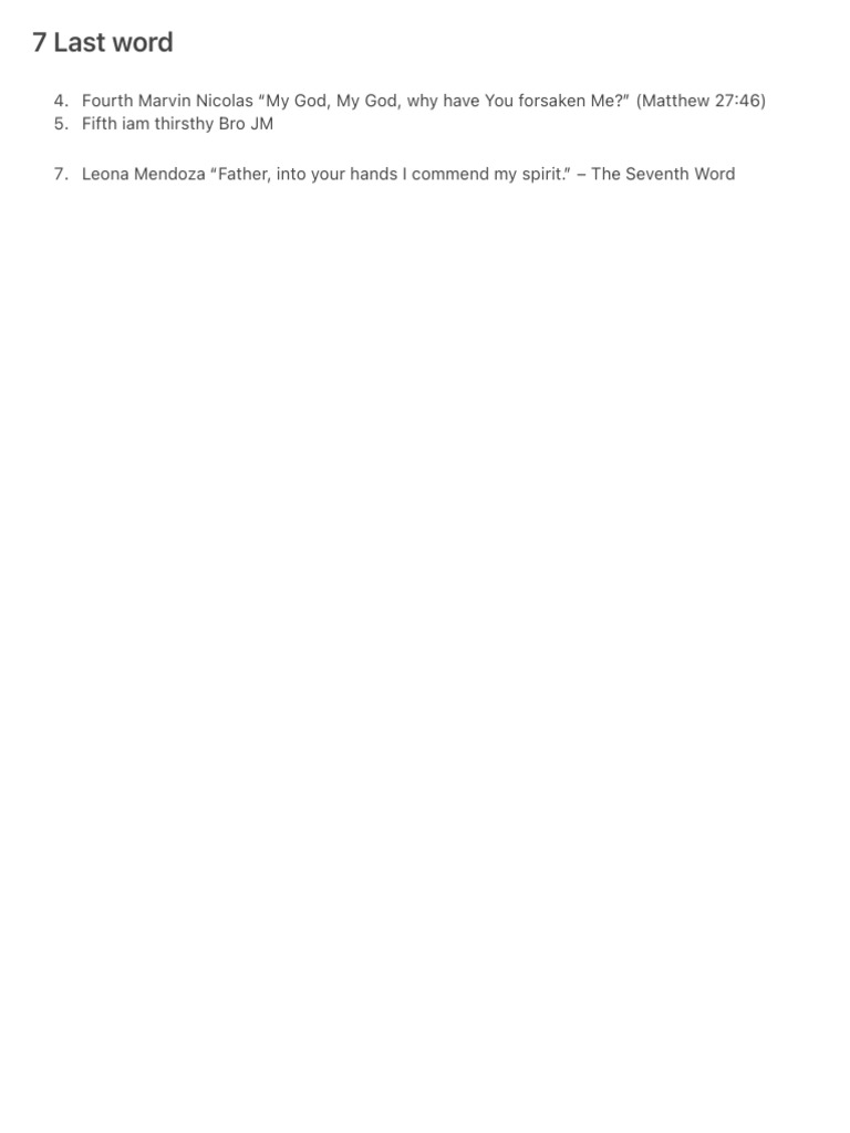 Seven Last Words Reflection Pdf