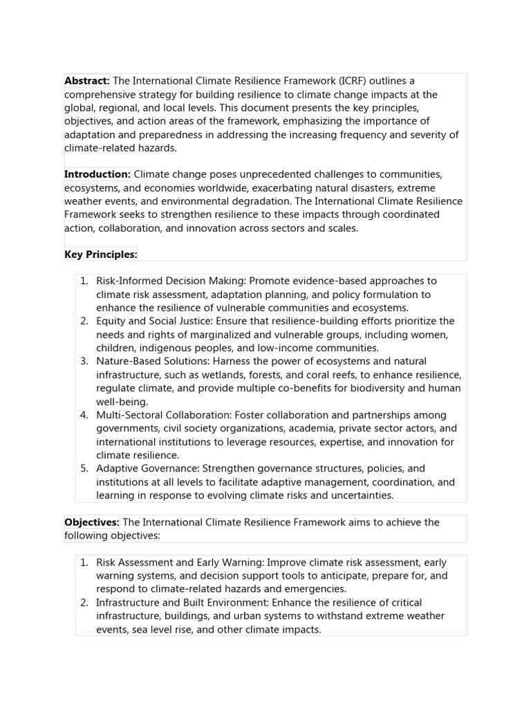 International Climate Resilience Framework | PDF | Social Science ...