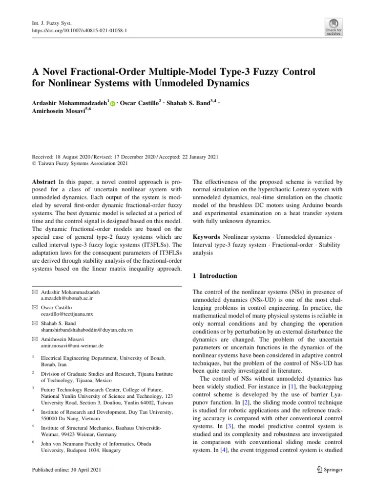 A Novel Fractional Order Multiple Model | PDF | Control Theory | Fuzzy ...