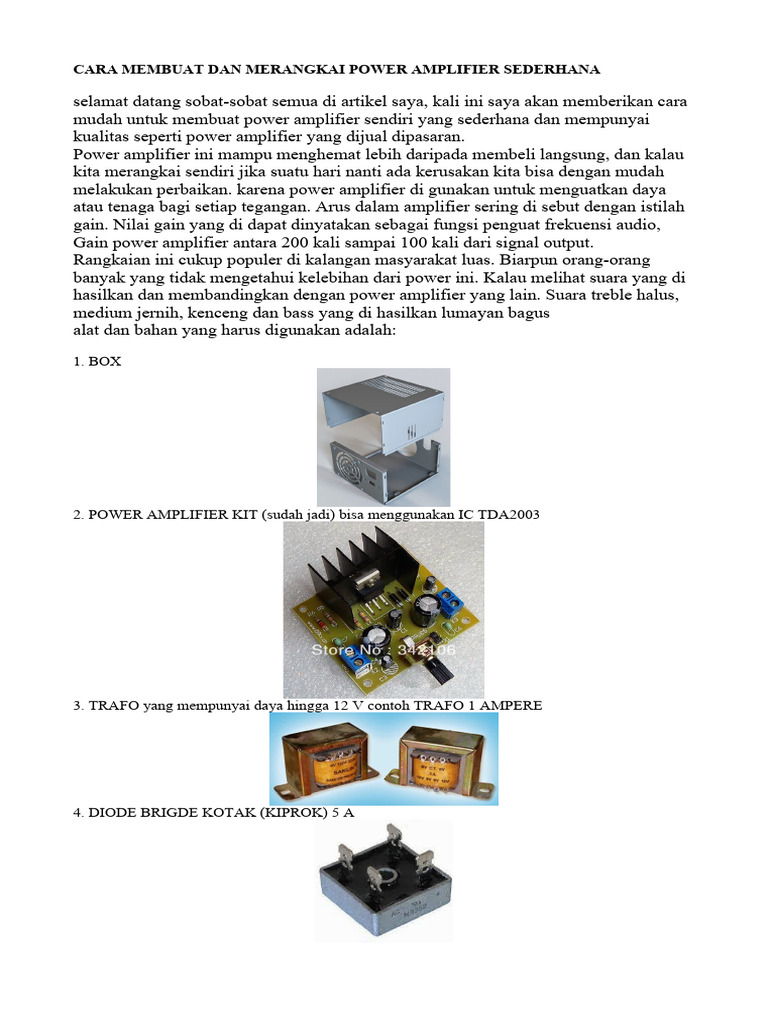 Cara Membuat dan Merangkai Power Amplifier Sederhana | PDF