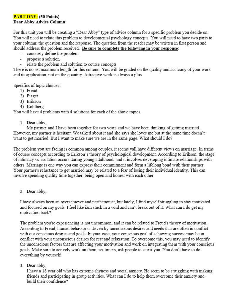 Dear abby advice column music you unit 6 7 project pdf