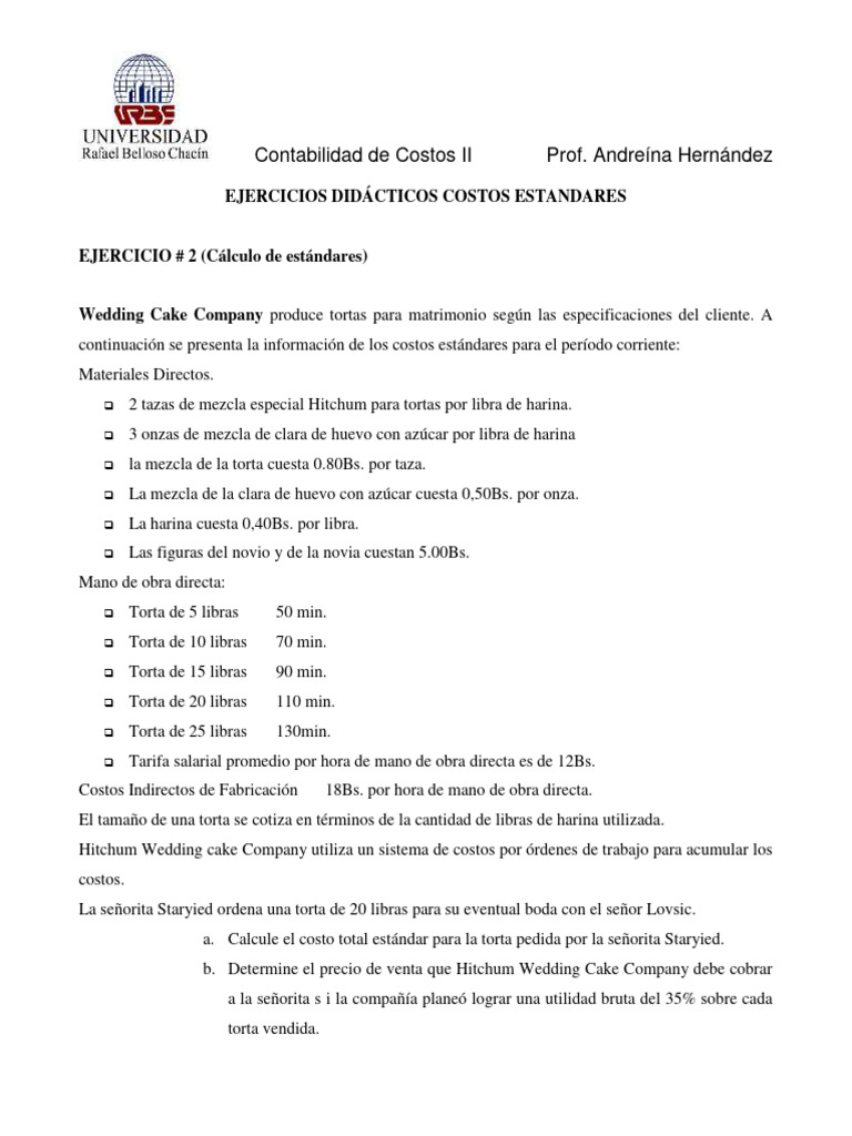 Costo Estandar Ejercicio 2 Pdf Economias