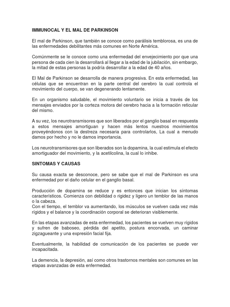 Immunocal y el parkinson pdf enfermedad de parkinson antioxidante
