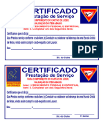 Certificado Serviço Esc. Crista de Ferias