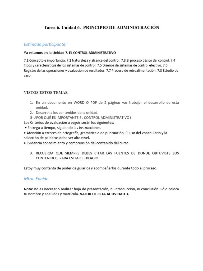 Tarea 7. Unidad 7 | PDF | Crecimiento personal y profesional