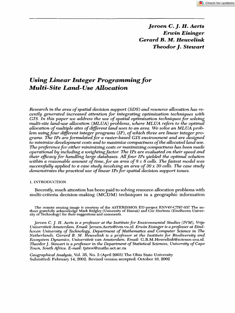 Using Linear Integer Programming For Multi-Site Land-Use Allocation ...
