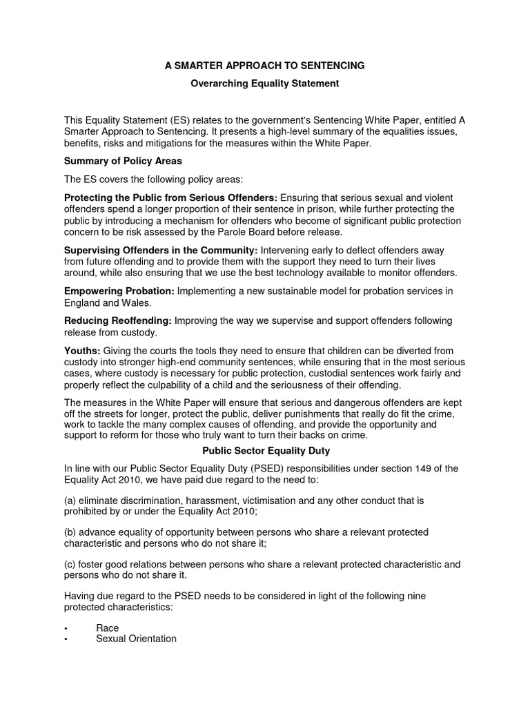 Equality Statement on Sentencing Reforms | PDF | Crime & Violence | Crimes