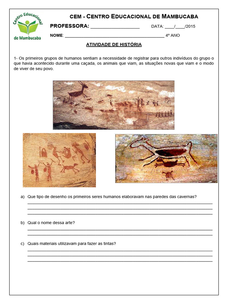Atividade sobre os Primeiros Grupos Humanos | PDF