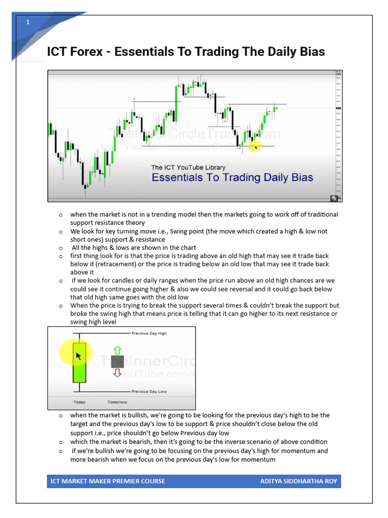 ICT Daily Bias Trading Essentials | PDF | Self-Improvement